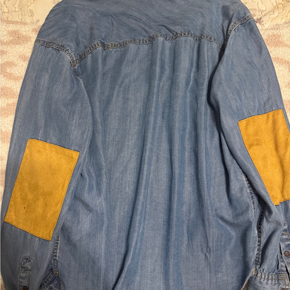 Buffalo David Bitton Blue Button Down Shirt with Tan Accents